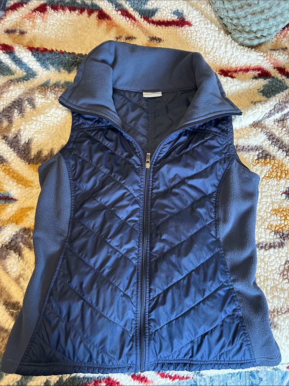 Columbia Navy Quilted & Fleece Hybrid Vest